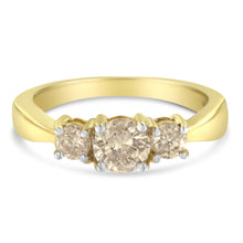 Load image into Gallery viewer, 10K Yellow Gold Three Stone Diamond Band Ring (1.00 cttw, J-K Color, I2-I3 Clarity)
