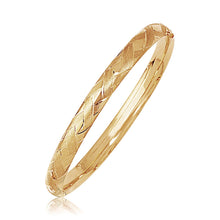 Load image into Gallery viewer, 14k Yellow Gold Domed Bangle with a Weave Motif

