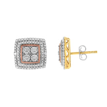 Load image into Gallery viewer, 10K Yellow, White, and Rose Gold Plated Sterling Silver Diamond Accent Earrings (I-J Clarity, I3 Color)
