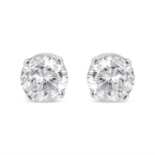 Load image into Gallery viewer, AGS Certified 14K White Gold 1.0 Cttw 4-Prong Set Brilliant Round-Cut Solitaire Diamond Push Back Stud Earrings (G-H Color, SI2-I1 Clarity)
