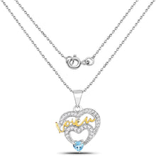 Load image into Gallery viewer, 0.44 Carat Genuine Swiss Blue Topaz and White Topaz .925 Sterling Silver Pendant
