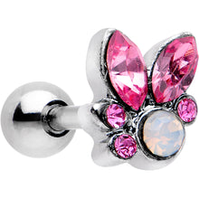 Load image into Gallery viewer, White Faux Opal Pink Gem Naupaka Flower Tragus Cartilage Earring
