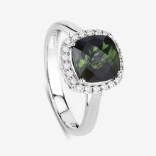 Load image into Gallery viewer, 2.64 Carat Genuine Green Tourmaline and White Diamond 14K White Gold Ring
