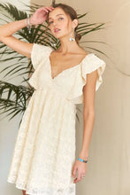 Load image into Gallery viewer, Tie Back V-Neck Ruffle Sleeve Summer Dress For Women – Elegant, Chic &amp; Trendy V-Neck Fluttering Dress with Ruffles &amp; Tie Detail
