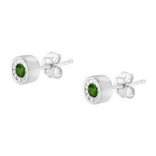 Load image into Gallery viewer, .925 Sterling Silver 1/5 Cttw Round Brilliant-Cut Green Diamond Miracle-Set Stud Earrings (Fancy Color-Enhanced, I1-I2 Clarity)
