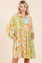 Load image into Gallery viewer, New Summer Floral Button Detail Long Sleeve Shirt Dress For Women – Elegant, Trendy, Fluttering, Feminine &amp; Timeless Chic
