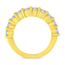 Load image into Gallery viewer, 14K Yellow Gold Plated .925 Sterling Silver 2.0 Cttw Round Brilliant Cut Diamond 10 Stone Anniversary Band Ring (J-K Color, I1-I2 Clarity) - Size 7
