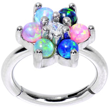 Load image into Gallery viewer, 16G 5/16 Clear CZ Gem Pink Blue Faux Opal Hinged Segment Ring

