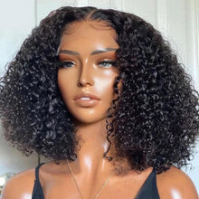 Load image into Gallery viewer, Afro Kinky Curly Wig Human Hair Wigs T Part Transparent Lace Short Curly Bob Wigs Thick Wigs For Women Human Hair Wigs Wigs For Black Women Gifts for Girlfriends
