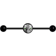 Load image into Gallery viewer, 14G Black White Tiger Eyes Black Industrial Barbell 37mm
