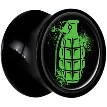 Load image into Gallery viewer, Black Acrylic Green Grenade Saddle Plug Set 00G
