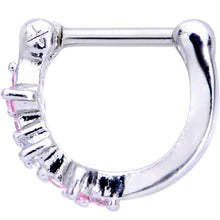 Load image into Gallery viewer, 16G 1/4 Clear Pink Gem Hinged Cartilage Clicker
