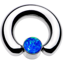 Load image into Gallery viewer, 2G 9/16 Aqua Faux Opal 8mm Disc BCR Captive Ring
