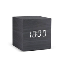 Load image into Gallery viewer, Alarm Clock LED Wooden Watch Digital Alarm Clock with Wooden Electronic LED Time Display 3 Alarm Settings Humidity &amp; Temperature Detect Wood Made Electric Clocks Table Voice Control Digital Wood USB/AAA Powered Electronic Desktop Clocks
