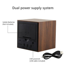 Load image into Gallery viewer, Alarm Clock LED Wooden Watch Digital Alarm Clock with Wooden Electronic LED Time Display 3 Alarm Settings Humidity &amp; Temperature Detect Wood Made Electric Clocks Table Voice Control Digital Wood USB/AAA Powered Electronic Desktop Clocks
