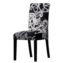 Load image into Gallery viewer, All black flower printed Chair Cover Washable Removable big elastic seat Covers Slipcovers Stretch for banquet hotel arm wedding
