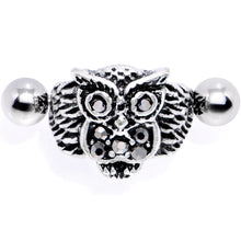 Load image into Gallery viewer, 16G 1/2 Black Gem Flying Owl Helix Cuff Cartilage Earring
