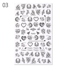 Load image into Gallery viewer, Alphabet Love Shaped  Pattern 3D Nail Stickers Slider Valentine Day Decals Foil For Love Nail Art Decoration Pop Art Nail Stickers Sexy Girl Designs Comics Water Transfer Decals Manicure Lips Nail Art Decorations Slider Nail Art Stickers
