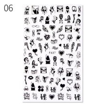Load image into Gallery viewer, Alphabet Love Shaped  Pattern 3D Nail Stickers Slider Valentine Day Decals Foil For Love Nail Art Decoration Pop Art Nail Stickers Sexy Girl Designs Comics Water Transfer Decals Manicure Lips Nail Art Decorations Slider Nail Art Stickers
