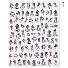 Load image into Gallery viewer, Alphabet Love Shaped  Pattern 3D Nail Stickers Slider Valentine Day Decals Foil For Love Nail Art Decoration Pop Art Nail Stickers Sexy Girl Designs Comics Water Transfer Decals Manicure Lips Nail Art Decorations Slider Nail Art Stickers

