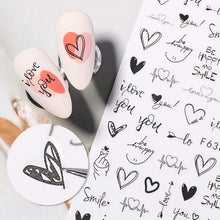 Load image into Gallery viewer, Alphabet Love Shaped  Pattern 3D Nail Stickers Slider Valentine Day Decals Foil For Love Nail Art Decoration Pop Art Nail Stickers Sexy Girl Designs Comics Water Transfer Decals Manicure Lips Nail Art Decorations Slider Nail Art Stickers
