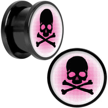 Load image into Gallery viewer, Pink Black Skull Black Anodized Screw Fit Plug Set 9/16
