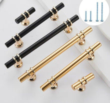 Load image into Gallery viewer, Aluminum Alloy Black Gold Door Handle Wardrobe Kitchen Cabinet Drawer Solid Handle Furniture Handle European Modern Hardware Modern Furniture Cupboard Door Drawer Handles
