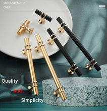 Load image into Gallery viewer, Aluminum Alloy Black Gold Door Handle Wardrobe Kitchen Cabinet Drawer Solid Handle Furniture Handle European Modern Hardware Modern Furniture Cupboard Door Drawer Handles
