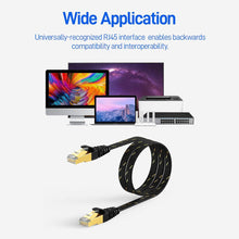 Load image into Gallery viewer, CAT7 Ethernet Cable 10G 600MHz Shielded Flat RJ45 Internet Network Patch Cord Fast LAN Wire Network Gold Plated Lead Polyester Braided For Gaming
