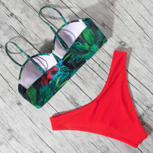 Load image into Gallery viewer, Animal Print Leopard Bikini Push Up Swimsuit Women Bikini Set Bathing Suit Bandeau Beach Wear Swimwear Women Casual Leopard Printed Triangle High Waist Two Piece Bikini Sets
