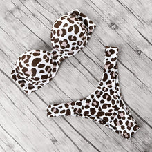 Load image into Gallery viewer, Animal Print Leopard Bikini Push Up Swimsuit Women Bikini Set Bathing Suit Bandeau Beach Wear Swimwear Women Casual Leopard Printed Triangle High Waist Two Piece Bikini Sets
