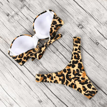 Load image into Gallery viewer, Animal Print Leopard Bikini Push Up Swimsuit Women Bikini Set Bathing Suit Bandeau Beach Wear Swimwear Women Casual Leopard Printed Triangle High Waist Two Piece Bikini Sets
