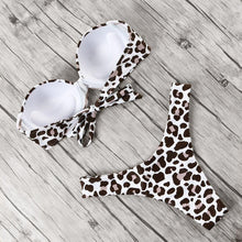Load image into Gallery viewer, Animal Print Leopard Bikini Push Up Swimsuit Women Bikini Set Bathing Suit Bandeau Beach Wear Swimwear Women Casual Leopard Printed Triangle High Waist Two Piece Bikini Sets
