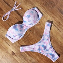 Load image into Gallery viewer, Animal Print Leopard Bikini Push Up Swimsuit Women Bikini Set Bathing Suit Bandeau Beach Wear Swimwear Women Casual Leopard Printed Triangle High Waist Two Piece Bikini Sets
