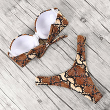 Load image into Gallery viewer, Animal Print Leopard Bikini Push Up Swimsuit Women Bikini Set Bathing Suit Bandeau Beach Wear Swimwear Women Casual Leopard Printed Triangle High Waist Two Piece Bikini Sets
