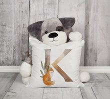 Load image into Gallery viewer, Animal Printed Pillow Cover Cartoon Giraffe Fox Bunny White Seat Polyester Decorative Cushion Cover Sofa Kids Room Alphabet Pillow Cover With Cute Animals Pillow Cases Outdoor Indoor Square Cushion Covers For Home Sofa Couch 45x45cm

