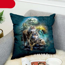 Load image into Gallery viewer, Animal Wolf 3D Printed Pillow Case Polyester Decorative Full Moon Zippered Pillow Cases Soft Confortable Pillowcases Throw Pillow Cover Double Sided Printing Style 45cm X 45cm
