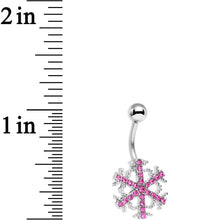 Load image into Gallery viewer, Pink Gem Wonderful Winter Snowflake Belly Ring
