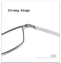 Load image into Gallery viewer, Anti-Light Reading Glasses Metal Foldable Presbyopia Eyewear With Case Thin Magnifying Glasses  Safety Glasses With Clear Anti Fog Scratch Resistant Wrap-Around Lenses No-Slip Grips Glasses For Men Women+3+3.5+4
