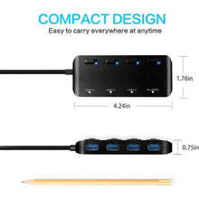 Load image into Gallery viewer, APANAGE 4-Port Powered USB 3.0 Hub Splitter
