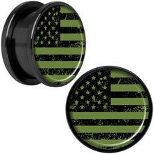 Load image into Gallery viewer, Green American Flag Black Anodized Screw Fit Plug Set  5mm to 20mm
