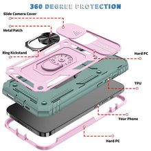 Load image into Gallery viewer, Armor Shockproof Phone Case For iPhone 13 12 11 Pro Max X XR XS Max 11 13 Pro Magnetic Ring Stand Holder Back Cover Slide Camera Cover &amp; Kickstand Built-in 360° Rotate Ring Stand Magnetic Cover Case
