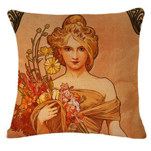 Load image into Gallery viewer, Art Renaissance Print Cushion Cover Throw Pillow Cover Home Decorative Cushion Case Beautiful Painting Art Pillow Case Home Decorative Sofa Car Chair Throw Pillow Case 45x45CM
