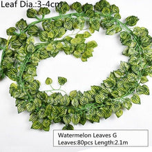 Load image into Gallery viewer, Artificial Decoration Vivid Vine Rattan Leaf Grass Grape Leaves Hanging For Wedding Home Kitchen Garden Party Decor Garland Fake Greenery Vine Leaves Hanging Green Foliage for Home Wedding Garden Wall Decoration
