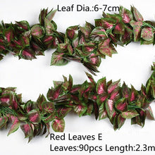 Load image into Gallery viewer, Artificial Decoration Vivid Vine Rattan Leaf Grass Grape Leaves Hanging For Wedding Home Kitchen Garden Party Decor Garland Fake Greenery Vine Leaves Hanging Green Foliage for Home Wedding Garden Wall Decoration
