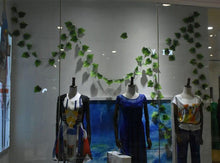 Load image into Gallery viewer, Artificial Decoration Vivid Vine Rattan Leaf Grass Grape Leaves Hanging For Wedding Home Kitchen Garden Party Decor Garland Fake Greenery Vine Leaves Hanging Green Foliage for Home Wedding Garden Wall Decoration
