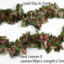 Load image into Gallery viewer, Artificial Decoration Vivid Vine Rattan Leaf Grass Grape Leaves Hanging For Wedding Home Kitchen Garden Party Decor Garland Fake Greenery Vine Leaves Hanging Green Foliage for Home Wedding Garden Wall Decoration
