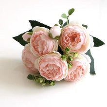 Load image into Gallery viewer, Artificial Roses Flowers Bundle Of Beautiful Silk Peony Bouquet For Home Wedding Party Scrapbook Decoration Accessories         Artificial Rose Flowers Bouquet Silk Flowers Rose for Home Bridal Wedding Party Festival Decor
