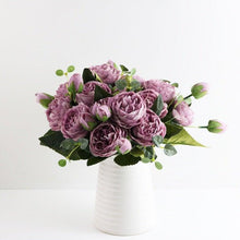 Load image into Gallery viewer, Artificial Roses Flowers Bundle Of Beautiful Silk Peony Bouquet For Home Wedding Party Scrapbook Decoration Accessories         Artificial Rose Flowers Bouquet Silk Flowers Rose for Home Bridal Wedding Party Festival Decor
