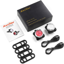 Load image into Gallery viewer, Ascher USB Rechargeable Bike Light Set
